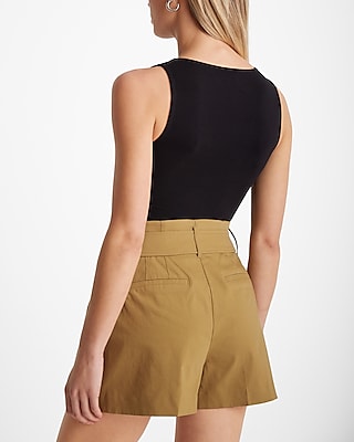 Super High Waisted Belted Paperbag Shorts