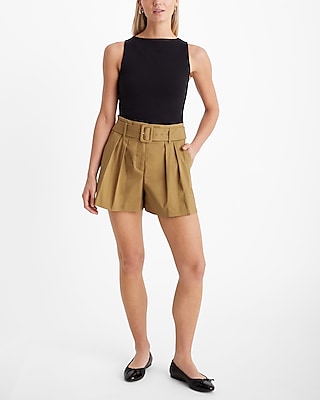 Super High Waisted Belted Paperbag Shorts