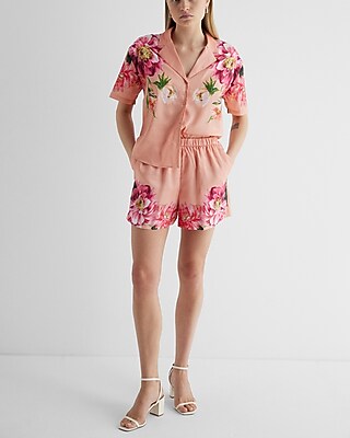 High Waisted Floral Pull On Shorts