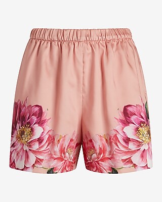 High Waisted Floral Pull On Shorts