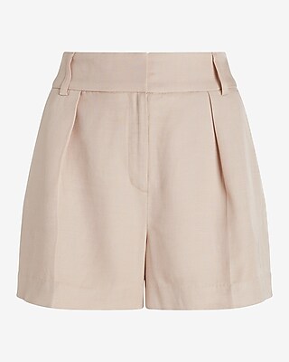 Stylist Super High Waisted Linen-Blend Pleated Shorts