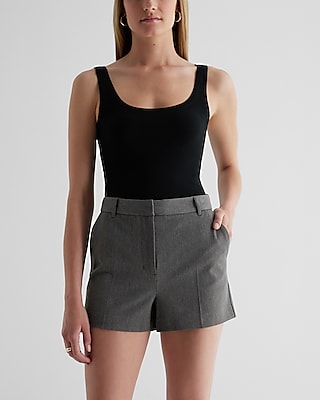 Express  Editor Super High Waisted Plaid Tailored Mini Skort in