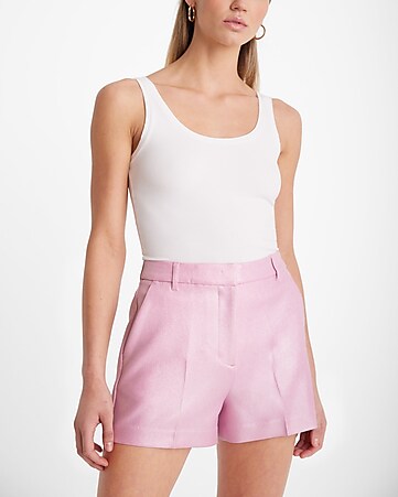 Hot Pink High Tailored Dress Shorts - Mini