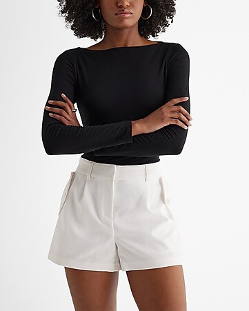 Go all-black with a bodysuit, high-waisted tailored shorts, and a, How to  Wear Shorts For Fall, Because Yes You Can