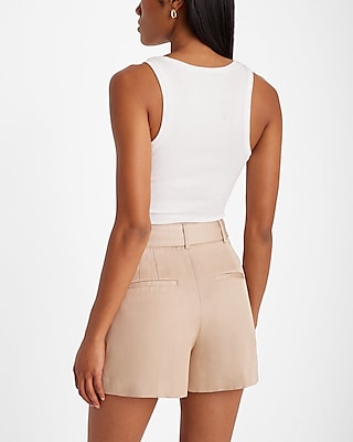 Stylist High Waisted Linen-Blend Belted Pleated Shorts