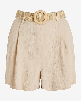 Stylist High Waisted Textured Belted Shorts