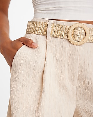 Stylist High Waisted Textured Belted Shorts