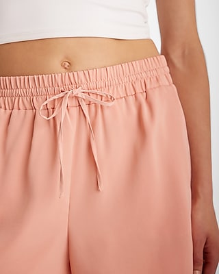 High Waisted Satin Pull On Midi Shorts