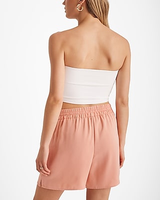 High Waisted Satin Pull On Midi Shorts