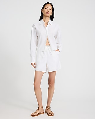 High Waisted Linen-Blend Pull On Shorts