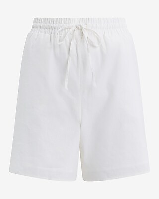 High Waisted Linen-Blend Pull On Shorts