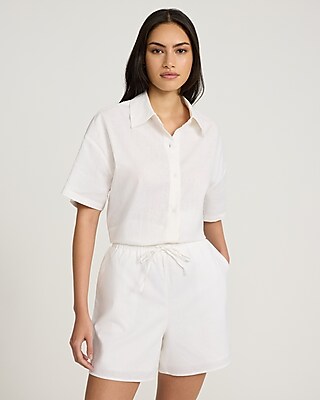 High Waisted Linen-Blend Pull On Shorts