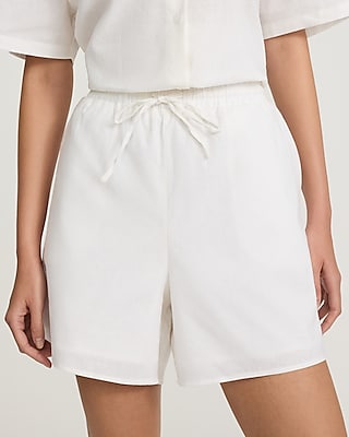 High Waisted Linen-Blend Pull On Shorts