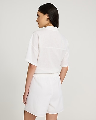 High Waisted Linen-Blend Pull On Shorts