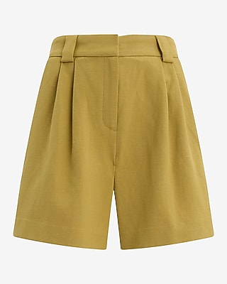 Linen-Blend High Waisted Relaxed Shorts