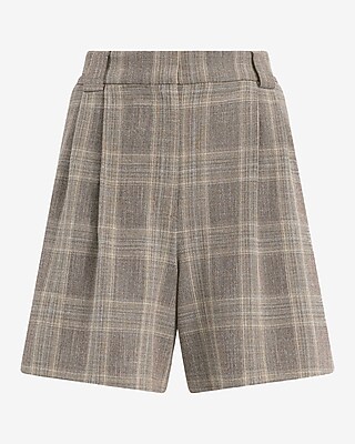 Plaid High Waisted Relaxed Shorts