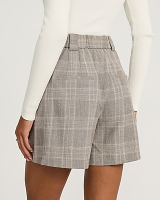 Plaid High Waisted Relaxed Shorts