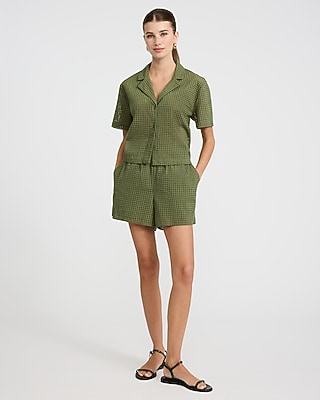 Cotton Eyelet High Waisted Pull On Shorts