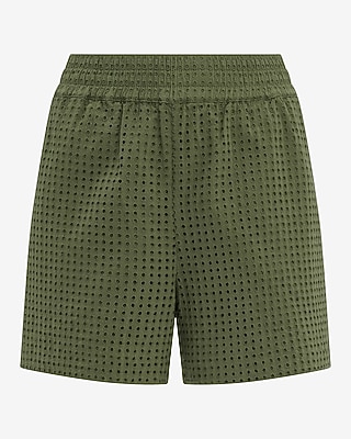 Cotton Eyelet High Waisted Pull On Shorts