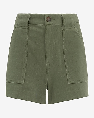 Cotton High Waisted Utility Shorts