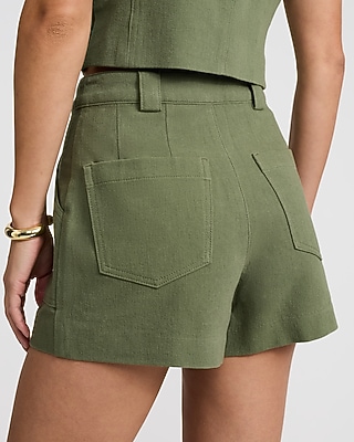 Cotton High Waisted Utility Shorts