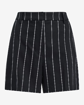 Editor Linen-Blend Striped High Waisted Shorts