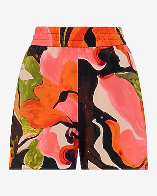 Floral High Waisted Pull On Shorts