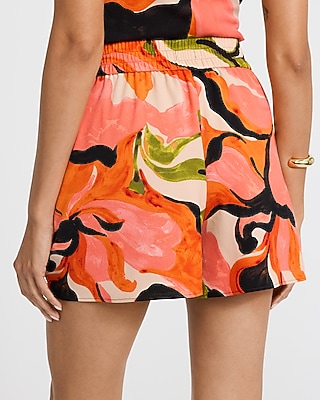 Floral High Waisted Pull On Shorts