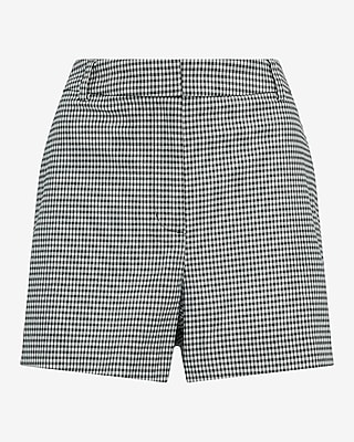 Editor Gingham Stretch Cotton High Waisted Tailored Shorts