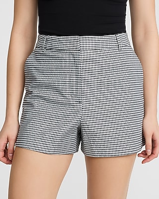 Editor Gingham Stretch Cotton High Waisted Tailored Shorts
