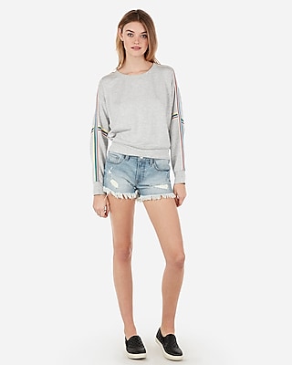 light wash distressed denim shorts