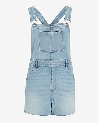 denim shortalls with raw hem