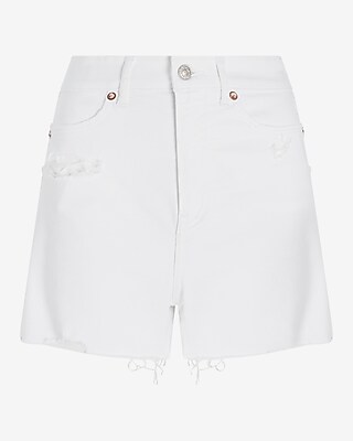 Super High Waisted White Mom Jean Shorts