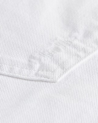 Mid Rise White Covered Button Fly Ripped Boyfriend Jean Shorts
