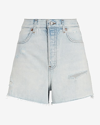 Super High Waisted Light Wash Mom Jean Shorts