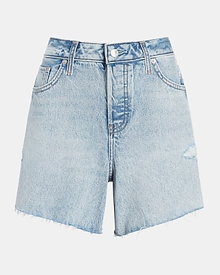 Curvy Mid Rise Covered Button Fly Boyfriend Jean Shorts