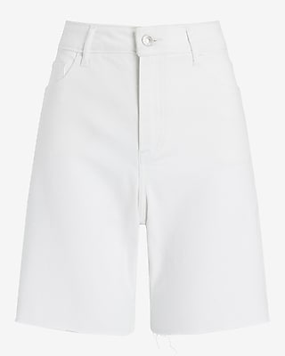 Curvy Conscious Edit High Waisted White Bermuda Jean Shorts