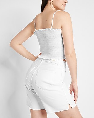 Curvy Conscious Edit High Waisted White Bermuda Jean Shorts