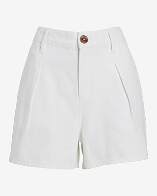 express dress shorts Super High Waisted White Tailored Jean Shorts