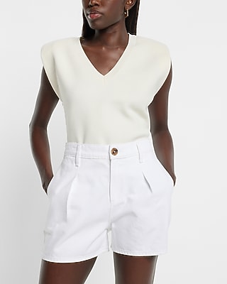 white high waisted dress shorts Saylor Short in Winter White – Emily McCarthy main image 0