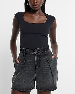 Express Tailored Super High Shorts Jean Waisted Black |