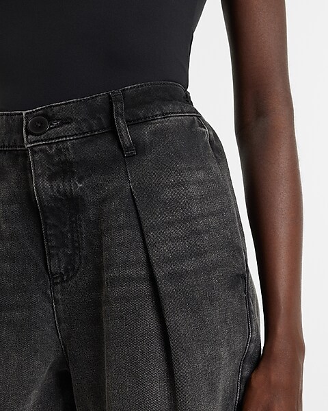 Tailored Shorts Waisted High Jean Super Black | Express