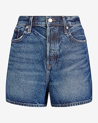 Super High Waisted Medium Wash Jean Shorts