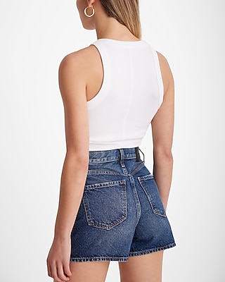 Super High Waisted Medium Wash Jean Shorts