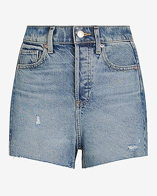 High Waisted Raw Hem Jean Shorts