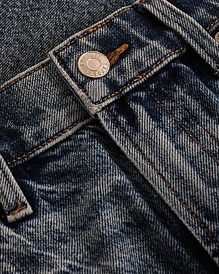 High Waisted Medium Wash 50/50 Rigid Stretch Dad Jean Shorts