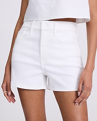 High Waisted White Mom Jean Shorts