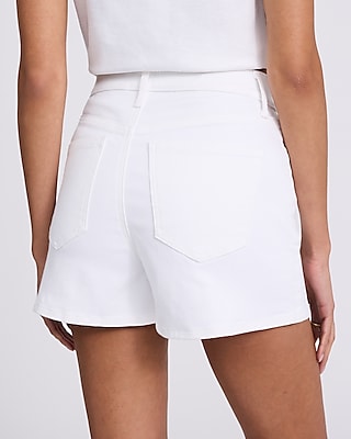 High Waisted White Mom Jean Shorts