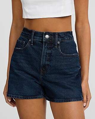 High Waisted Dark Wash Mom Jean Shorts