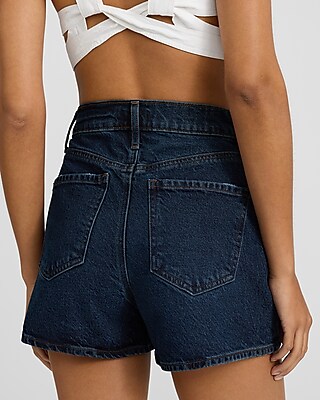 High Waisted Dark Wash Mom Jean Shorts